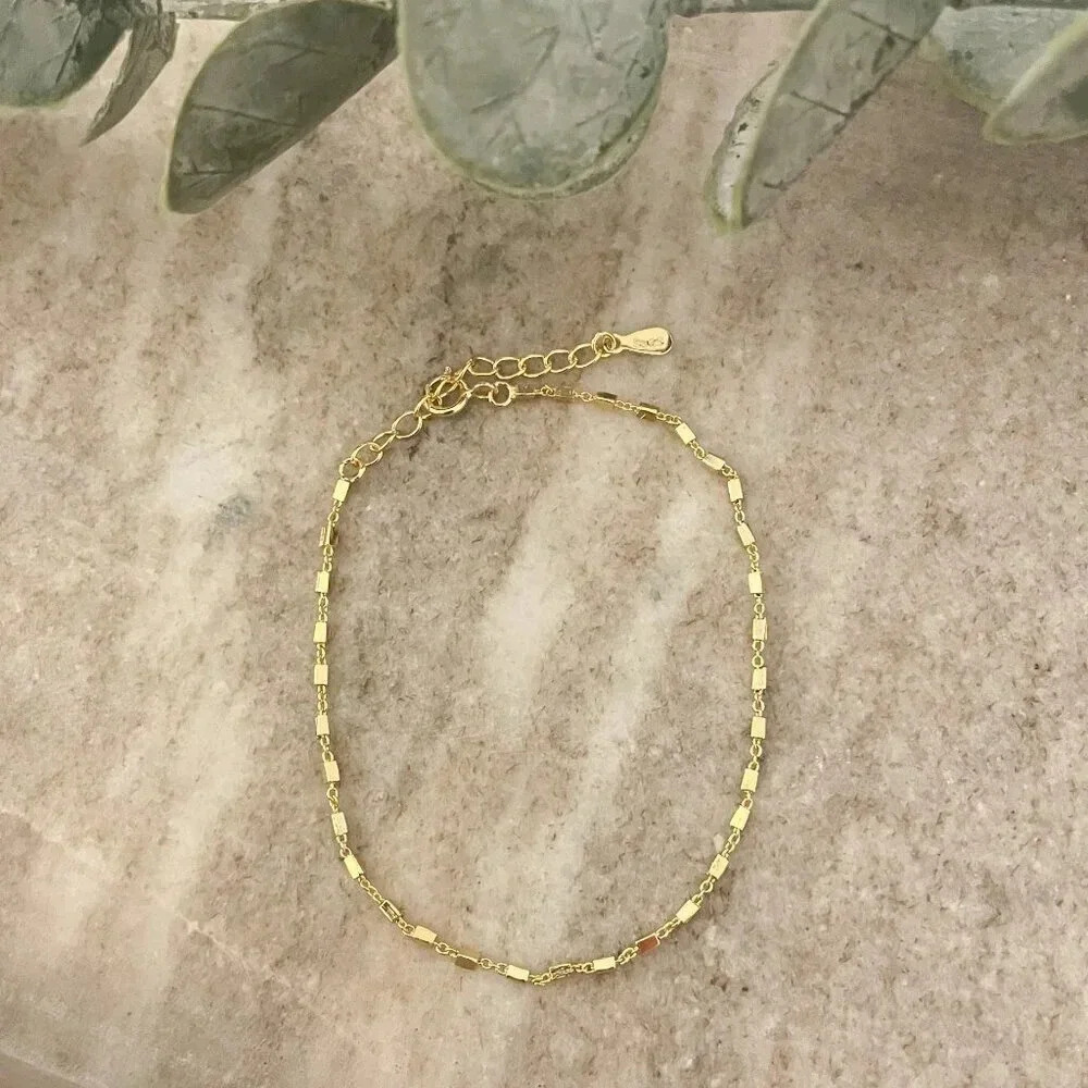 925 Sterling Silver Dainty Minimalist Bracelet Thin Link Stacking Bracelet